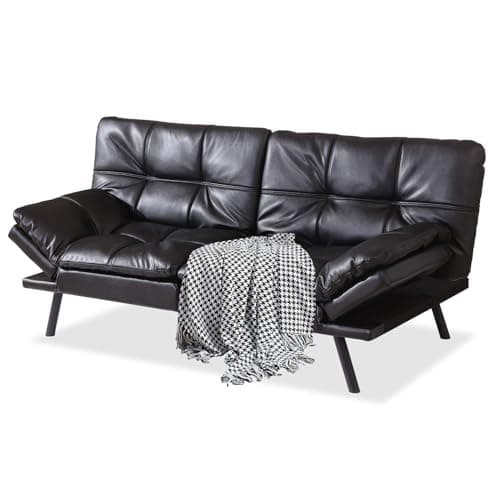 71 Futon Sofa Bed with Memory Foam and Adjustable Backrest, Dark Grey Sofa for Studios, Apartments, Dormitories, Offices, and Game Rooms