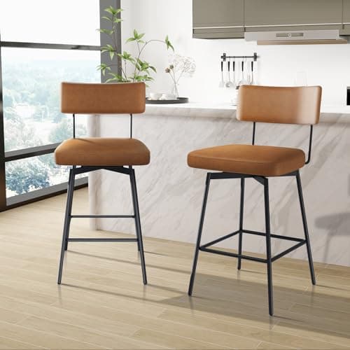 Swivel Counter Barstools, Set of 2, Black