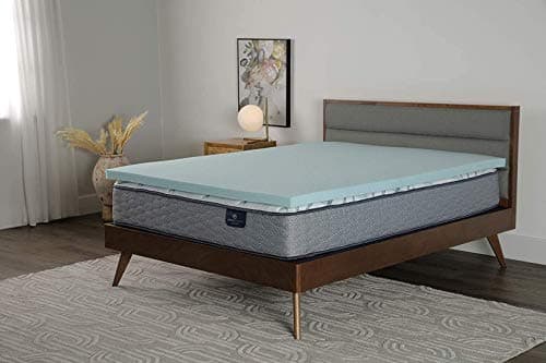 Serta ThermaGel Cooling Memory Foam Mattress Topper, 2 Inch Queen Blue