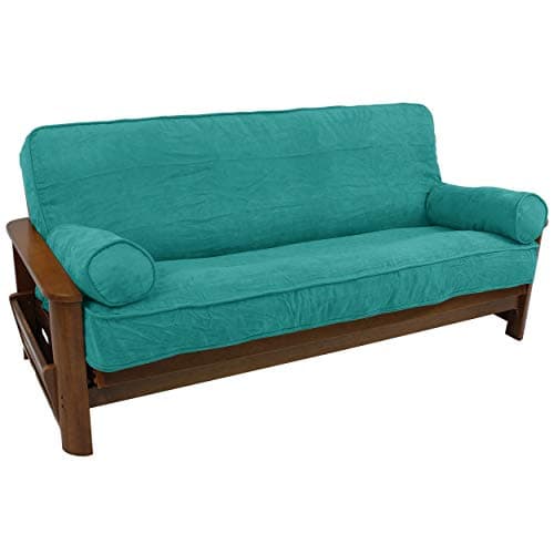 Steel Grey Solid Microsuede Futon Cover Set with Bolsters (Full, 3pcs)