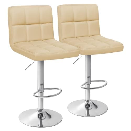 Homall Modern PU Leather Kitchen Bar Stools, Black (Set of 2)
