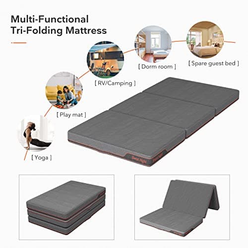 Sweetnight Folding Mattress Twin XL - Portable, Breathable & Compact Grey