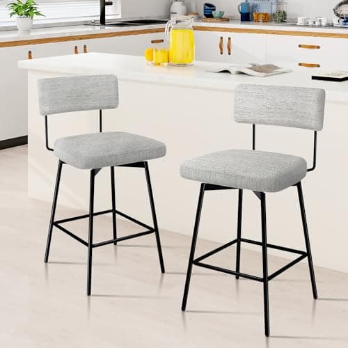 Modern Swivel Bar Stools Set of 2 with Cushion Backs