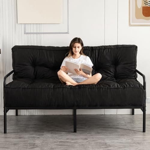YOSHOOT Full Size 8 Inch Thick Futon Mattress, Black, 54"x75", Medium Firm