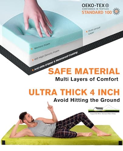 GAIALOLOP 4 Inch Extra Thick Memory Foam Camping Mattress