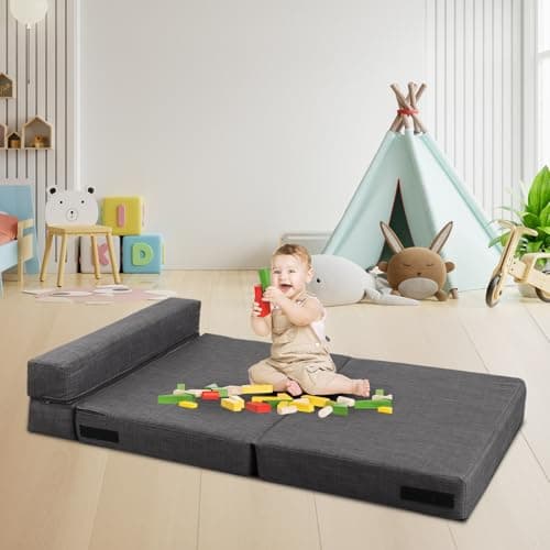 ANONER Dark Gray Fold Soy Bed Couch with Memory Foam and Washable Cover