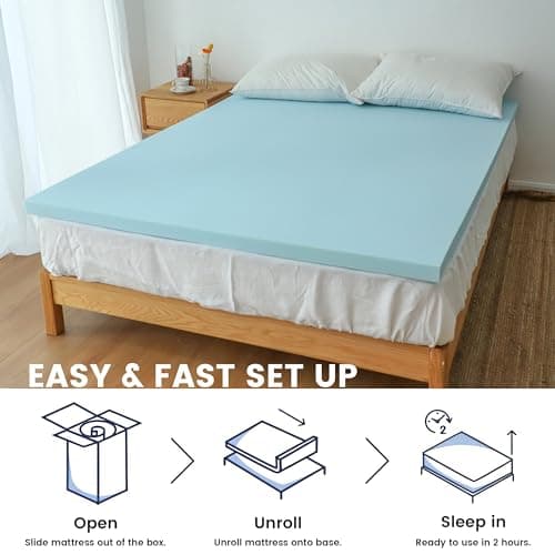 Simple&Opulence 2 Inch Cooling Gel Mattress Topper, Ventilated for Back Pain Relief - Queen Size
