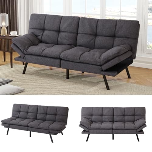 MUUEGM Brown Faux Leather Recliner Sofa Bed for Small Spaces