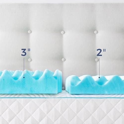 Linenspa 2 Inch Gel Memory Foam Mattress Topper - Promotes Airflow, Pressure Relief - Queen