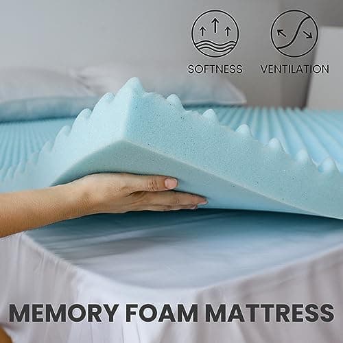 Simple&Opulence 2-Inch King Size Egg Crate Memory Foam Mattress Topper for Airflow and Pressure Relief