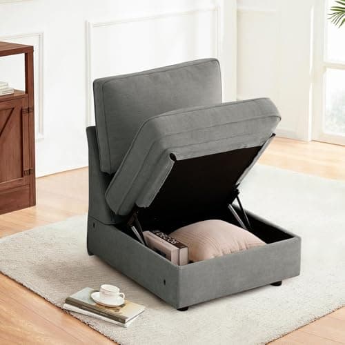 TEKAMON Comfy 3-Seater Chenille Storage Sofa W/Deep Seat, Wide Arms, USB & Removable Cover