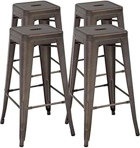 FDW Black Counter Height Metal Bar Stool Set of 4 (30")