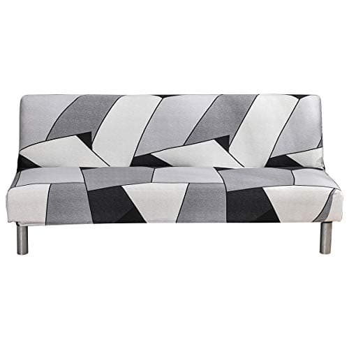 Armless Futon Slipcover Stretch Elastic Couch Furniture Protector (Orange Grey)