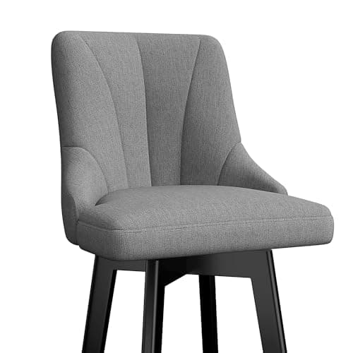 Dark Gray Fabric Upholstered Counter Height Bar Stools with Back, Set of 2
