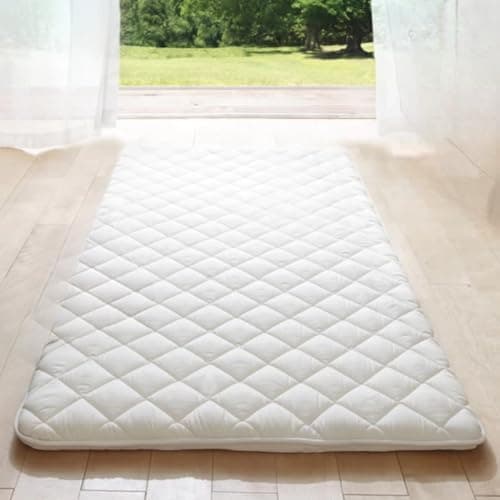 MIINA Japanese Foldable Futon Mattress, Full (55"×78"), White
