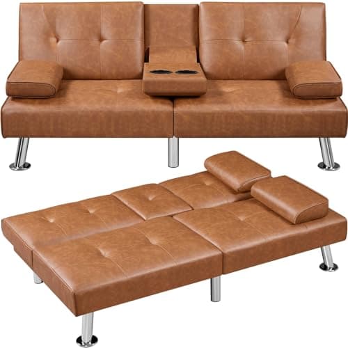 Yaheetech Convertible Sofa Bed Aqua Blue, 772lb Capacity, 3 Angles Recliner