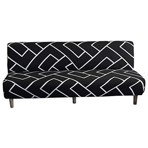 Armless Futon Slipcover Stretch Elastic Couch Furniture Protector (Orange Grey)