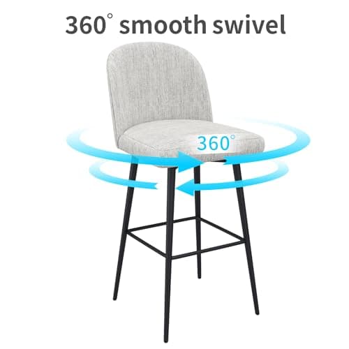 360°Swivel Performance Fabric Counter Height Barstools, Set of 2, Beige