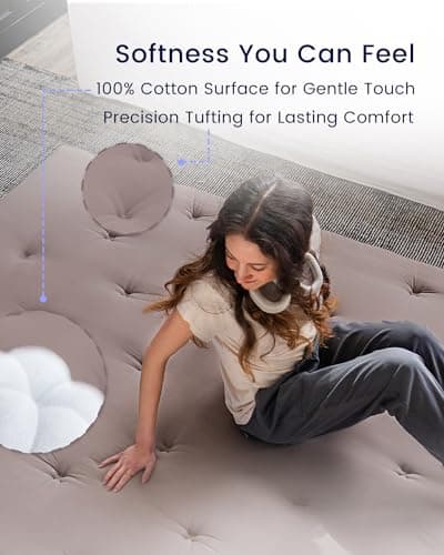 ZonLi Japanese Queen Size Tatami Mattress, 100% Cotton, Grey