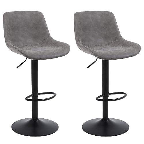 Modern Brown Swivel Bar Stool Set - Counter Height with Back Adjustment