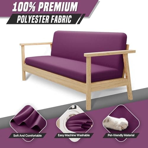 Machine Washable Zippered Armless Futon Cover, Purple