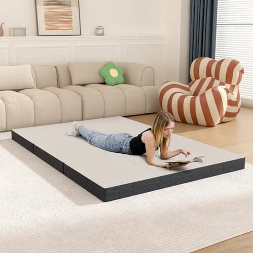Queen Tri-Fold Memory Foam Mattress Topper - Portable, Washable, Non-Slip Bottom