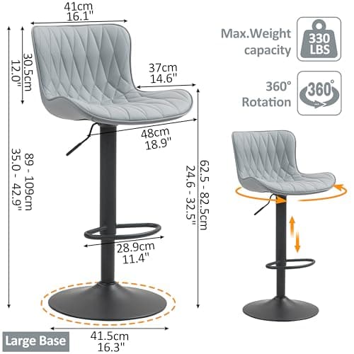 Finnhomy Modern Swivel Bar Stools, 24-32.5" Seat Height, Grey