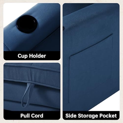 Dark Blue Folding Sleeper Sofa Bed for Small Spaces