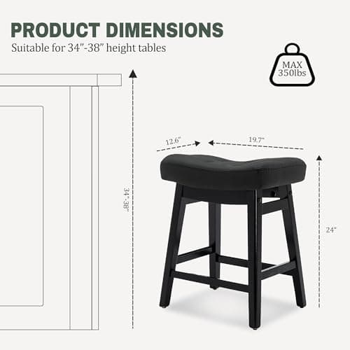 Black Counter Height Bar Stools Set of 2 for Kitchen Counter