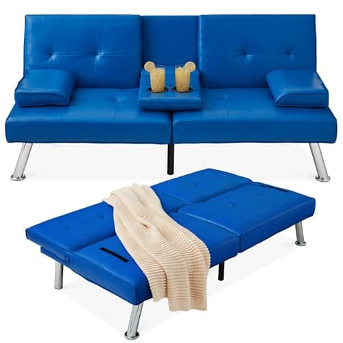 Best Choice Products Black Modern Convertible Futon with Adjustable Sleeper and Removable Arms