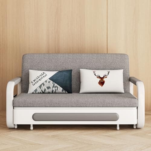 Gray/White Versatile Pull-Out Sofa Bed for Living Room and Small Spaces