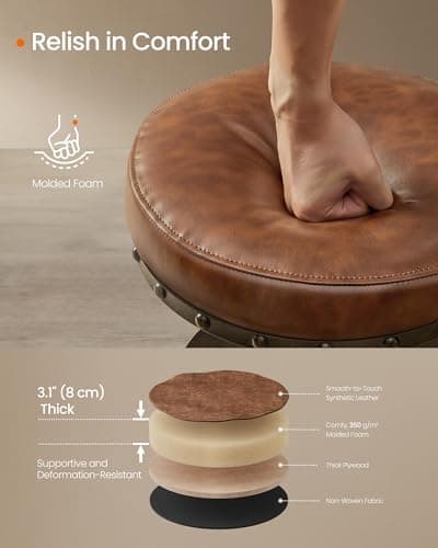 Songmics Steampunk Counter Stools, Set of 2, Adjustable Height, Caramel Brown