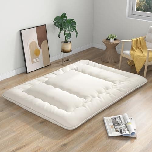 Giantex Roll-Up Japanese Tatami Mattress with Washable Cover & Carry Bag, Queen Size, Portable for Camping & Dormitories