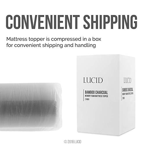 LUCID 2 Inch Queen Mattress Topper – Memory Foam & Bamboo Charcoal