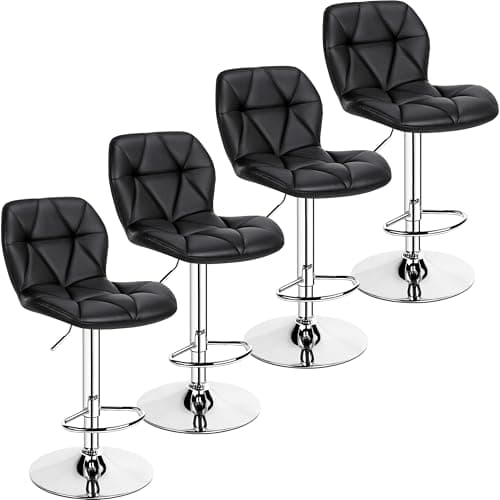 Yaheetech Adjustable PU Leather Bar Stools Set of 4, White