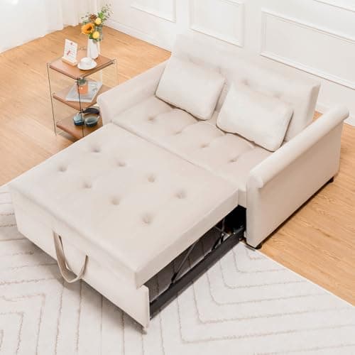 COMHOMA 55" 3-in-1 Sleeper Sofa Bed with Adjustable Backrest (Grey)