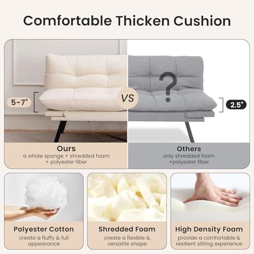 71" Comfortable Convertible Futon Sofa Bed, Velvet Cushion, Twin Size