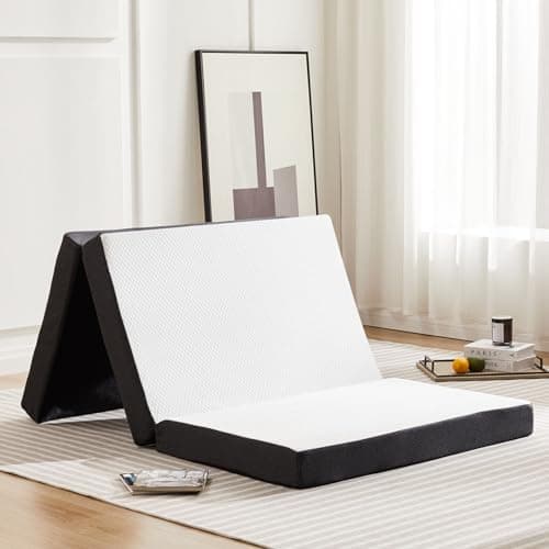 Sweetcrispy 4 Inch Tri-Fold Memory Foam Mattress Topper TwinXL, White