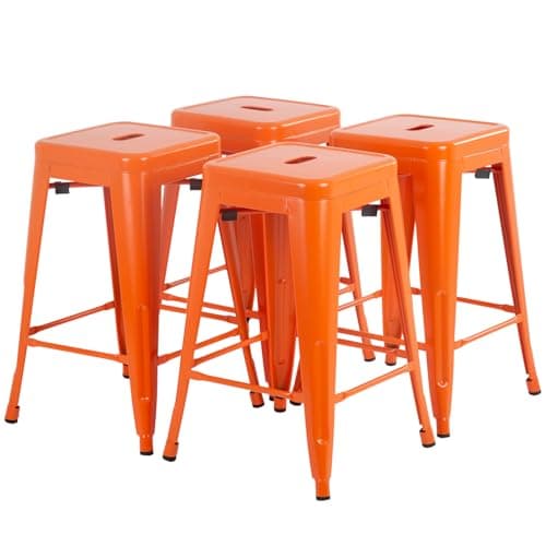 FDW Black Counter Height Metal Bar Stool Set of 4 (30")