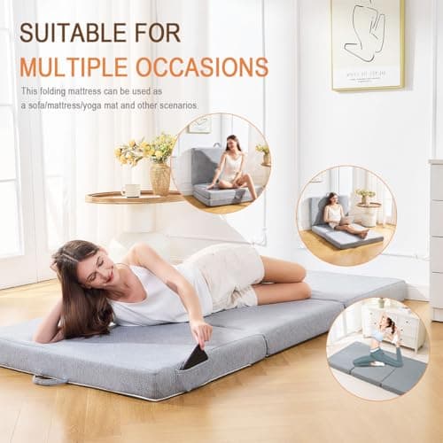 4-Inch Portable Memory Foam Topper for RVs and Camping, Removable & Washable
