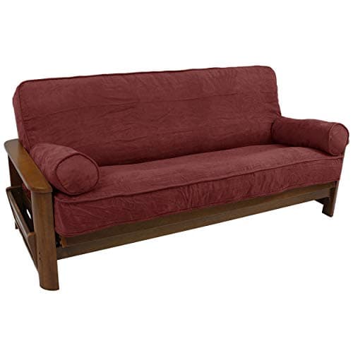 Steel Grey Solid Microsuede Futon Cover Set with Bolsters (Full, 3pcs)