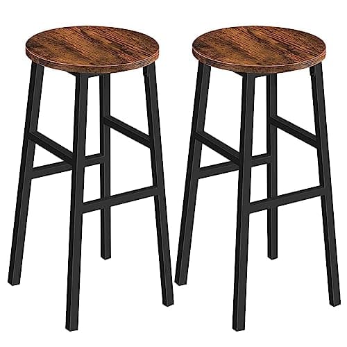 Industrial Greige Bar Stools - Set of 2 with Footrest - Easy Assembly