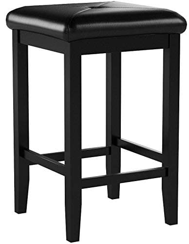 Crosley Black Upholstered Square Bar Stools, Set of 2, 24-inch Height