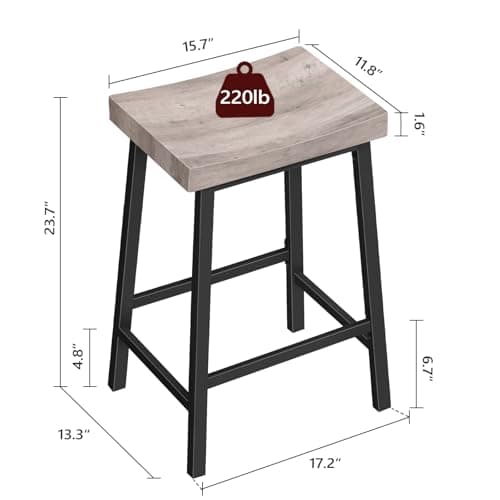 Industrial Style Bar Stools Set of 2, Counter Height, Greige BAHG0801