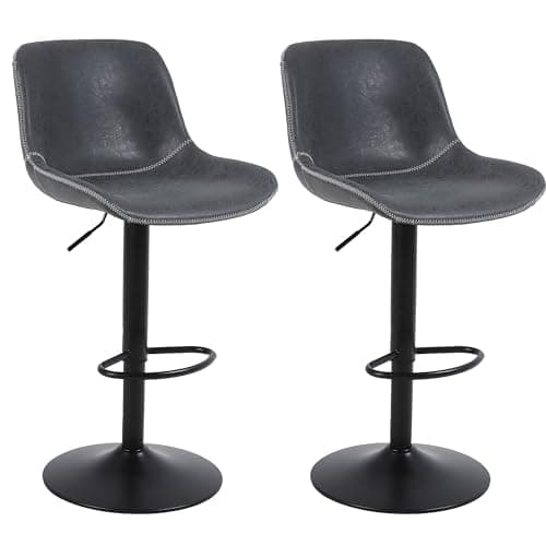 Modern Brown Swivel Bar Stool Set - Counter Height with Back Adjustment