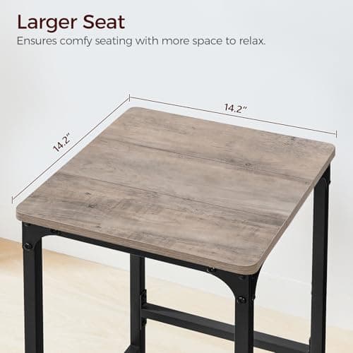 Industrial Greige Rectangular Bar Stools Set of 2, 27.6" Tall, with Footrest & Easy Assembly