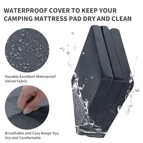 HOMBYS Tri-Fold Memory Foam Camping Mattress, Portable & Waterproof