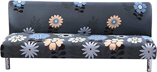 ELEOPTION Full Size Stretch Slipcover for Armless Sofa Bed Black/White