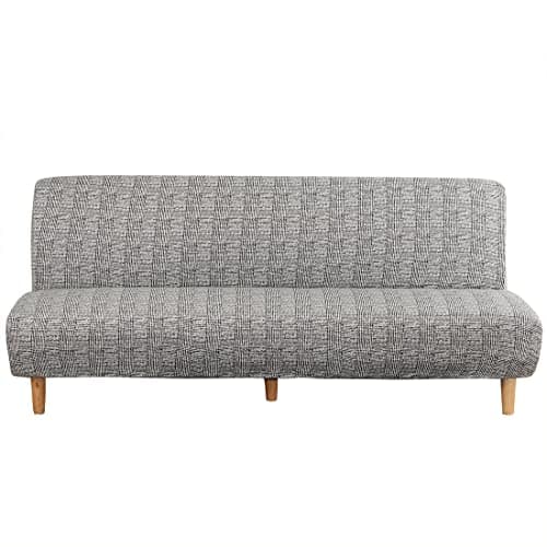 Armless Futon Slipcover Stretch Elastic Couch Furniture Protector (Orange Grey)