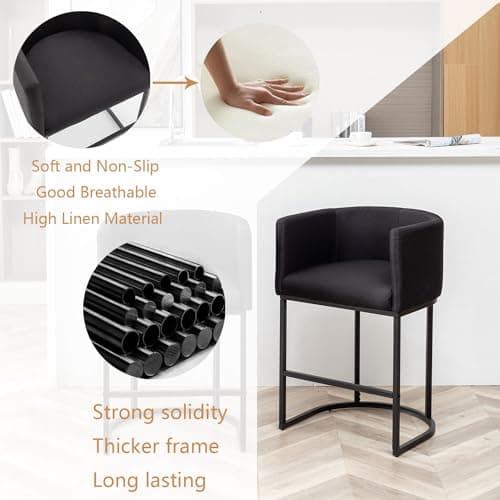 Modern Black Counter HeightBar Stool Set of 2
